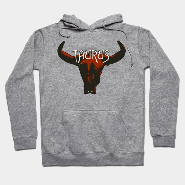 Red Taurus Bull Skull for Astrological Zodiac Sign Hoodie by RyanJGillDesigns